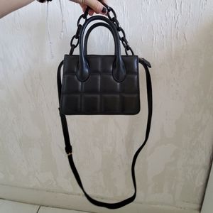 Black faux leather purse